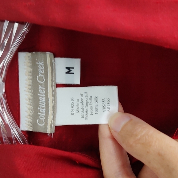 Coldwater Creek Silk Red Wrap Top or Jacket M - Picture 2 of 4